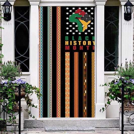 Aperturee - Retro Colored Stripes Black History Month Door Cover