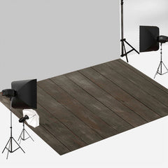 Aperturee - Retro Dark Grey Dirty Wood Texture Rubber Floor Mat