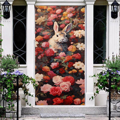 Aperturee - Retro Rabbit Flower Spring Easter Door Cover