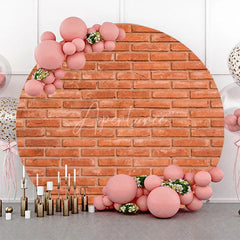 Aperturee - Retro Red Brick Wall Texture Round Birthday Backdrop