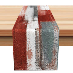 Aperturee - Retro Red Grey White Mixed Dining Room Table Runner