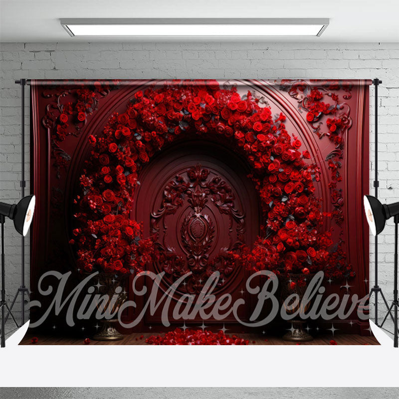 Aperturee - Retro Red Rose Carve Designs Valentines Day Backdrop