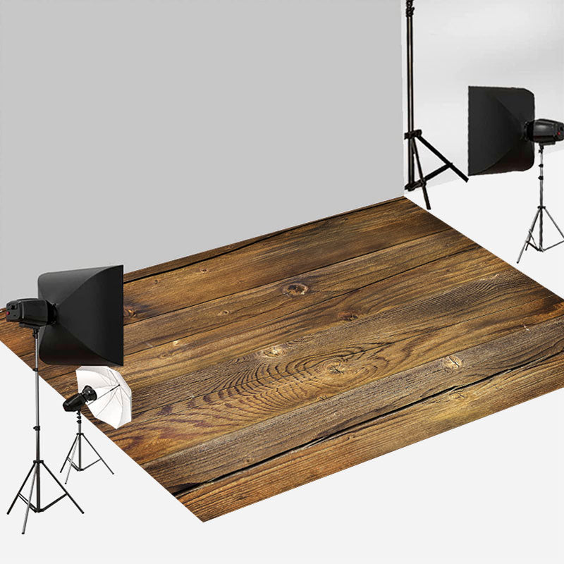 Aperturee - Retro Ruptured Wood Board Photo Rubber Floor Mat