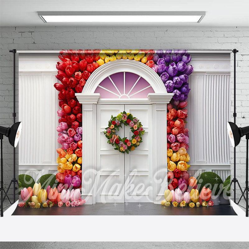 Aperturee - Retro Wall Flower Wreath Decoration Photo Backdrop