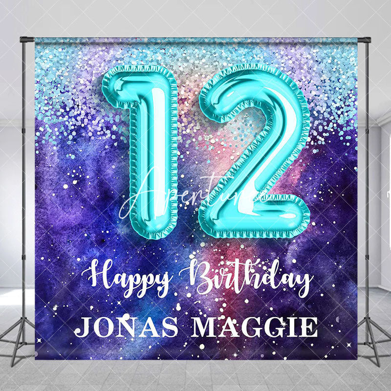 Aperturee - Ribbons Purple Abstract Custom Birthday Backdrop