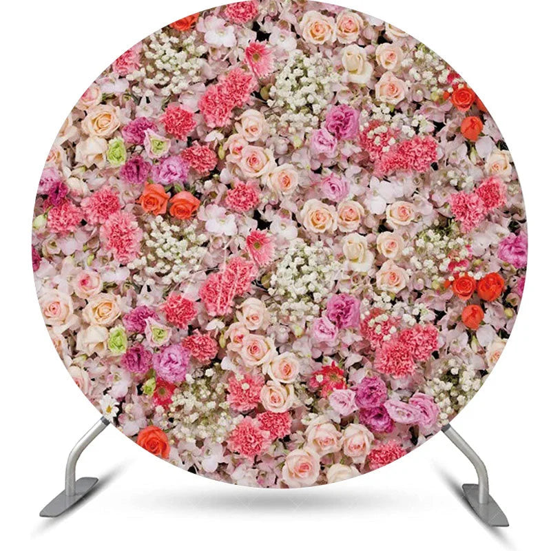 Aperturee - Romantic Colorful Floral Round Backdrop For Wedding