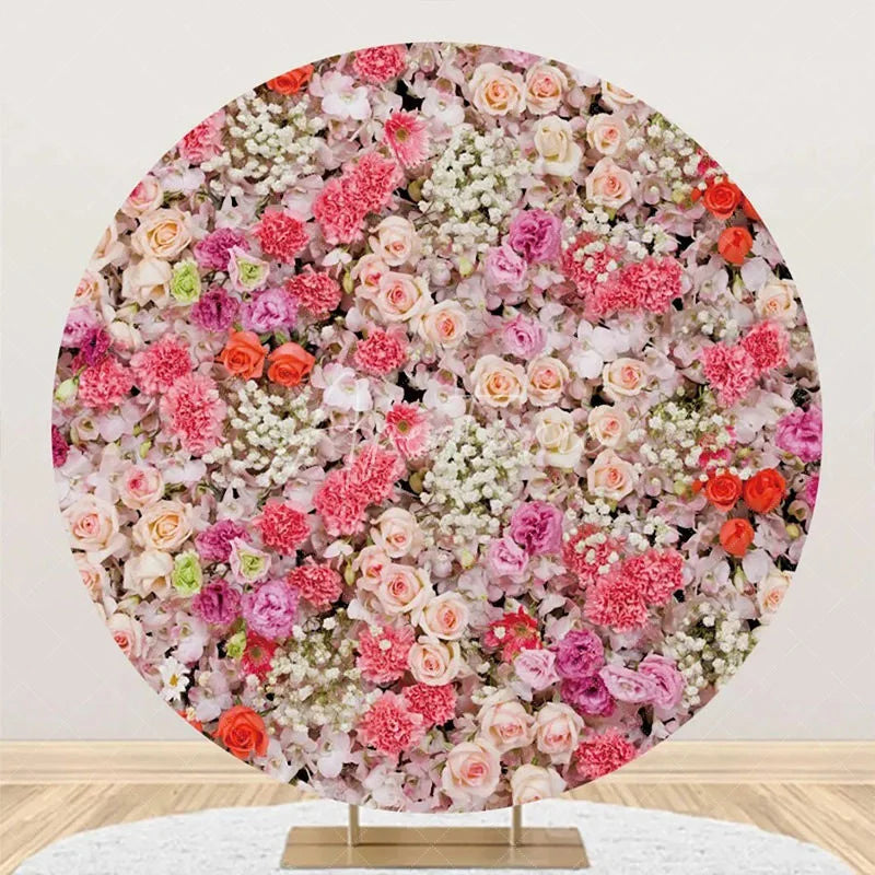 Aperturee - Romantic Colorful Floral Round Backdrop For Wedding