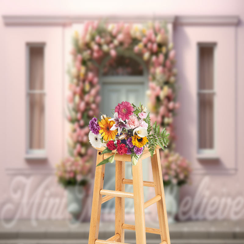 Aperturee - Romantic Pink Flower Shop Spring Wedding Backdrop