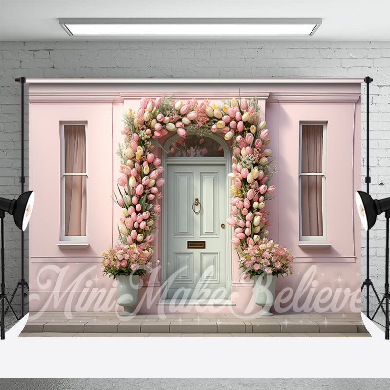 Aperturee - Romantic Pink Flower Shop Spring Wedding Backdrop