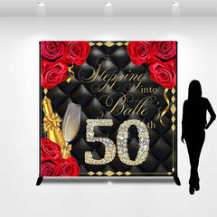 Aperturee - Rose Black Gold Custom 50th Fablous Birthday Backdrop