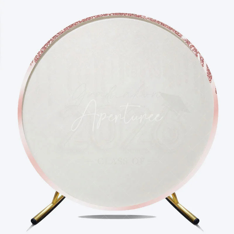 Aperturee - Rose Gold Glitter 2026 Circle Backdrop For Grad Party