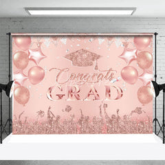 Aperturee - Rose Gold Glitter Balloon Flag Graduation Backdrop