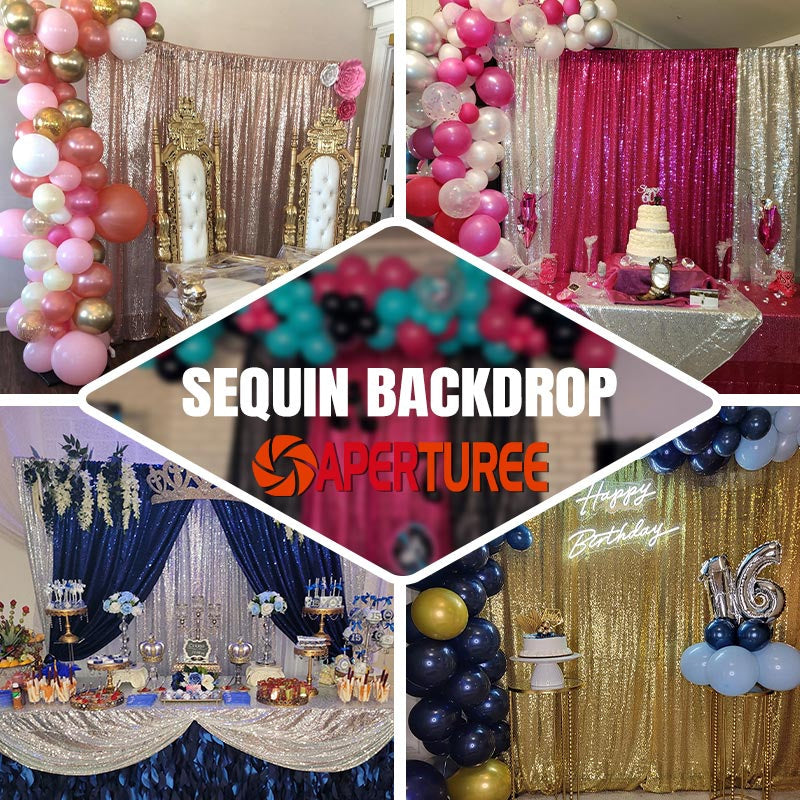 Aperturee - Rose Gold Glitter Sequin Fabric Photography Backdrop