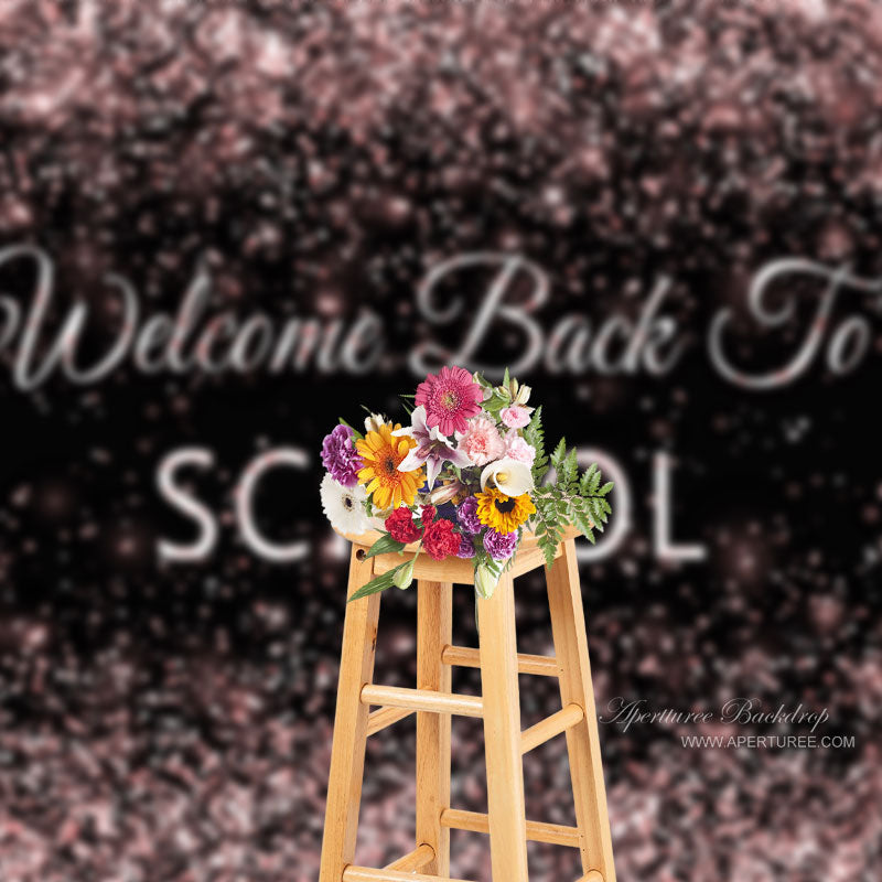 Aperturee - Rose Gold Glitter Welcome Back To School Backdrop