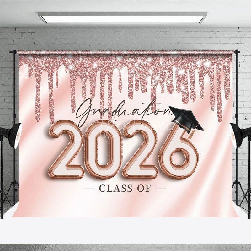 Aperturee - Rose Gold Graduation Class Of 2026 Photo Backdrop
