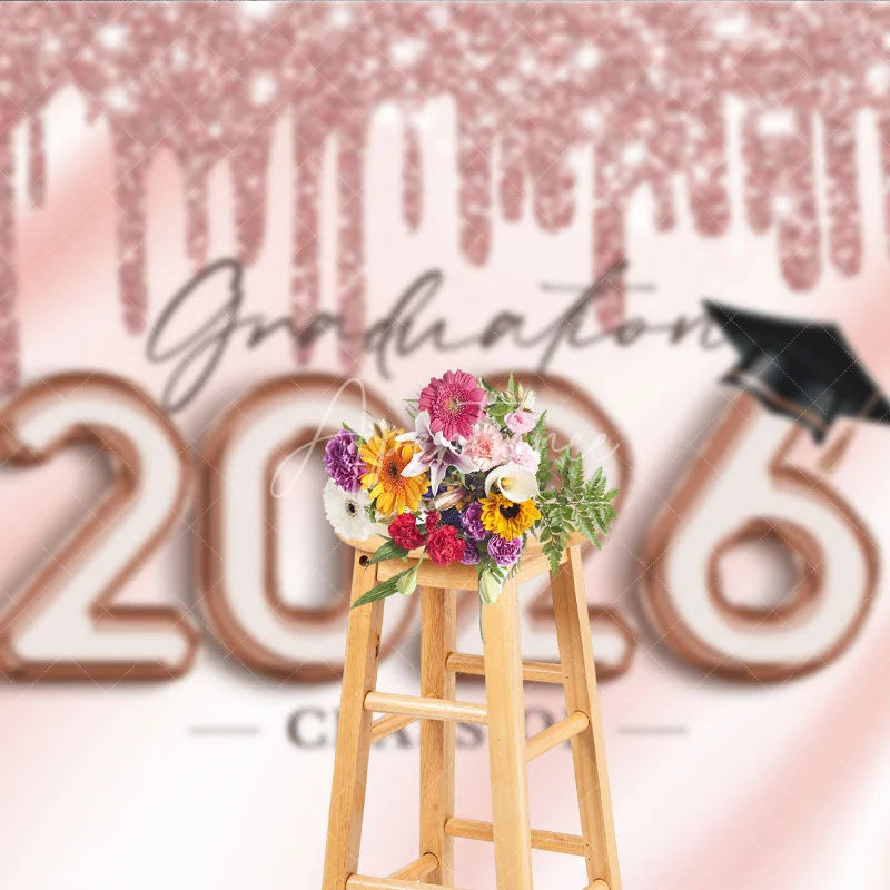Aperturee - Rose Gold Graduation Class Of 2026 Photo Backdrop