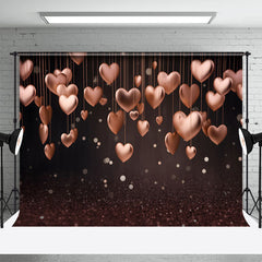 Aperturee - Rose Gold Hearts Bokeh Dark Valentines Day Backdrop