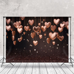 Aperturee - Rose Gold Hearts Bokeh Dark Valentines Day Backdrop