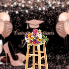 Aperturee - Rose Gold Heel Balloon Grad Photography Backdrop