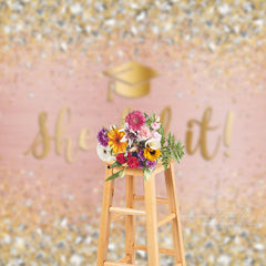 Aperturee - Rose Gold She Did It Grad Photography Backdrop