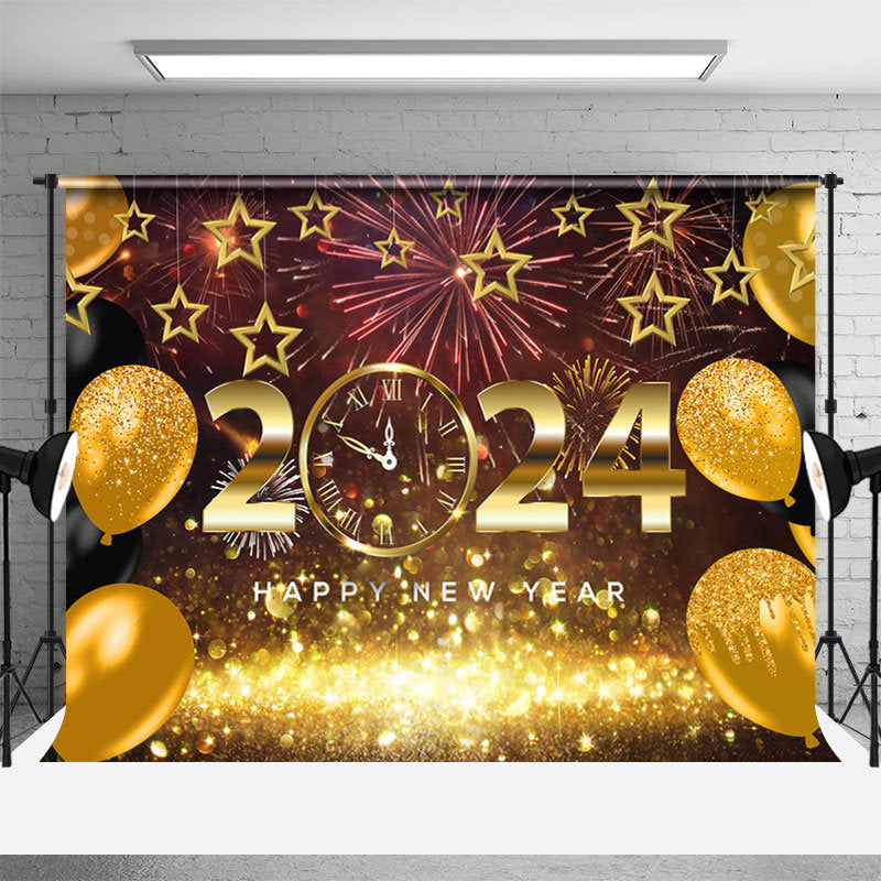 Aperturee - Rose Gold Spark 2023 Balloon Star New Year Backdrop