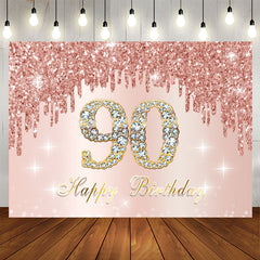 Aperturee - Rose Golden Happy 90Th Birthday Backdrop For Women