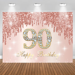 Aperturee - Rose Golden Happy 90Th Birthday Backdrop For Women