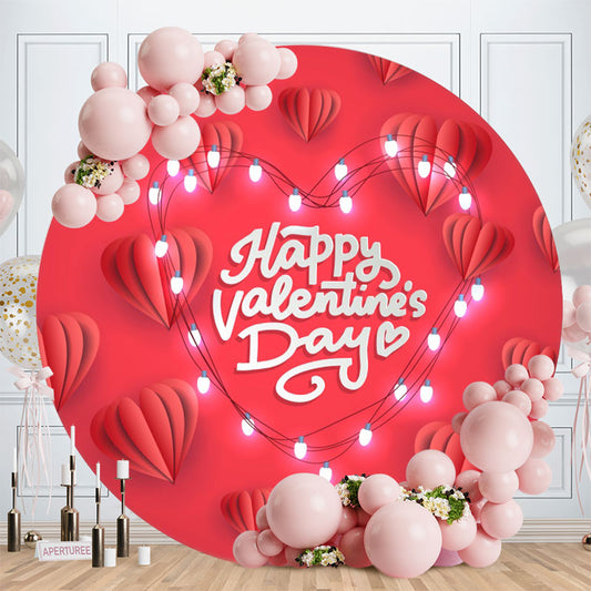 Aperturee - Rose Red Love Round Valentines Day Backdrops