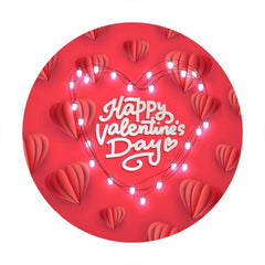 Aperturee - Rose Red Love Round Valentines Day Backdrops