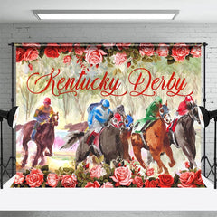 Aperturee - Rose Watercolor Horserace Kentucky Derby Backdrop