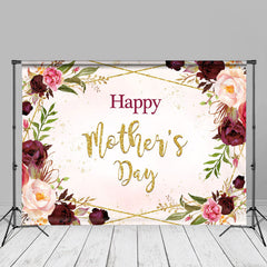 Aperturee - Roses Golden Line Happy Mothers Day Photo Backdrop