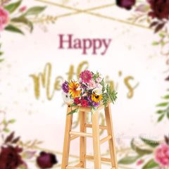 Aperturee - Roses Golden Line Happy Mothers Day Photo Backdrop