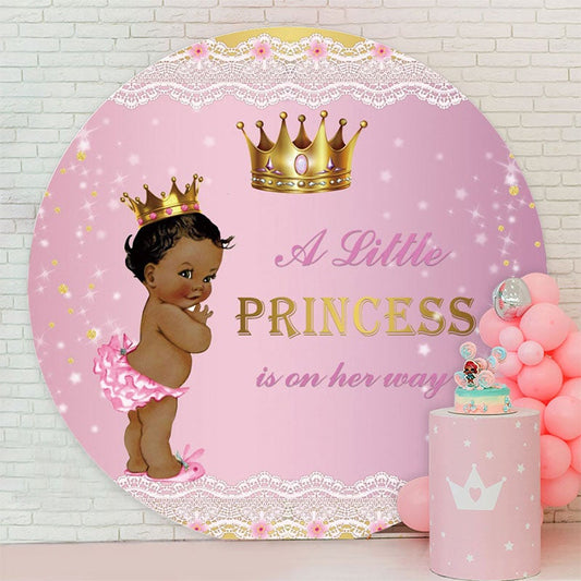 Aperturee - Round A Little Princess Is On The Way Baby Shower Backdrop