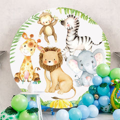 Aperturee - Round Animal Theme Baby Shower Backdrop For Party