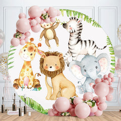 Aperturee - Round Animal Theme Baby Shower Backdrop For Party