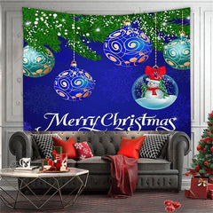 Aperturee - Round Ball And Leaves Merry Christmas Wall Tapestry