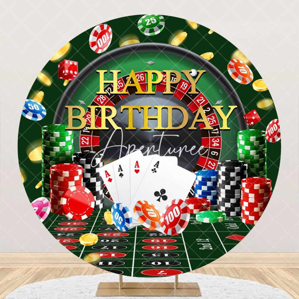 Aperturee - Round Black Feather Mask Carnival Party Backdrop