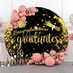 Aperturee - Round Black Gold Congratulation Backdrop For Grad