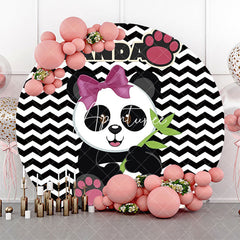 Aperturee - Round Black White Ripple Panda Baby Shower Backdrop