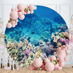 Aperturee - Round Coral Reef And Fish Summer Decor Backdrop