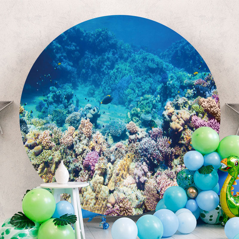 Aperturee - Round Coral Reef And Fish Summer Decor Backdrop