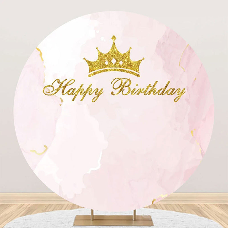 Aperturee - Round Crown Pink Abstract Marble Texture Backdrop