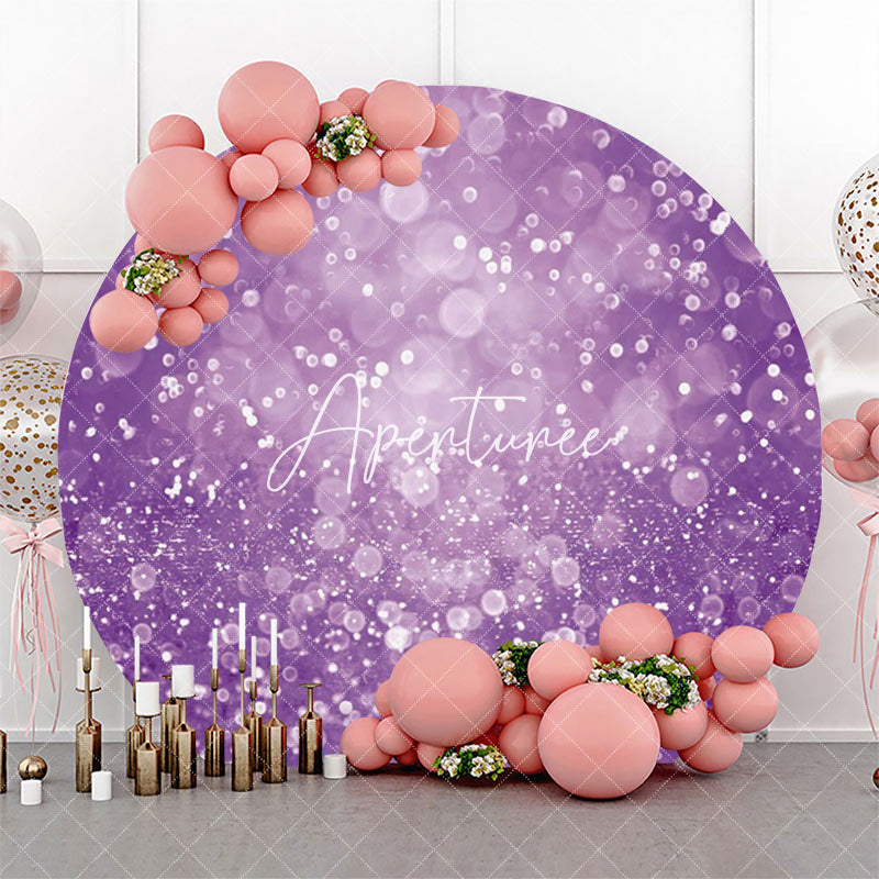 Aperturee - Round Dreamlike Purple Glitter Bokeh Birthday Backdrop