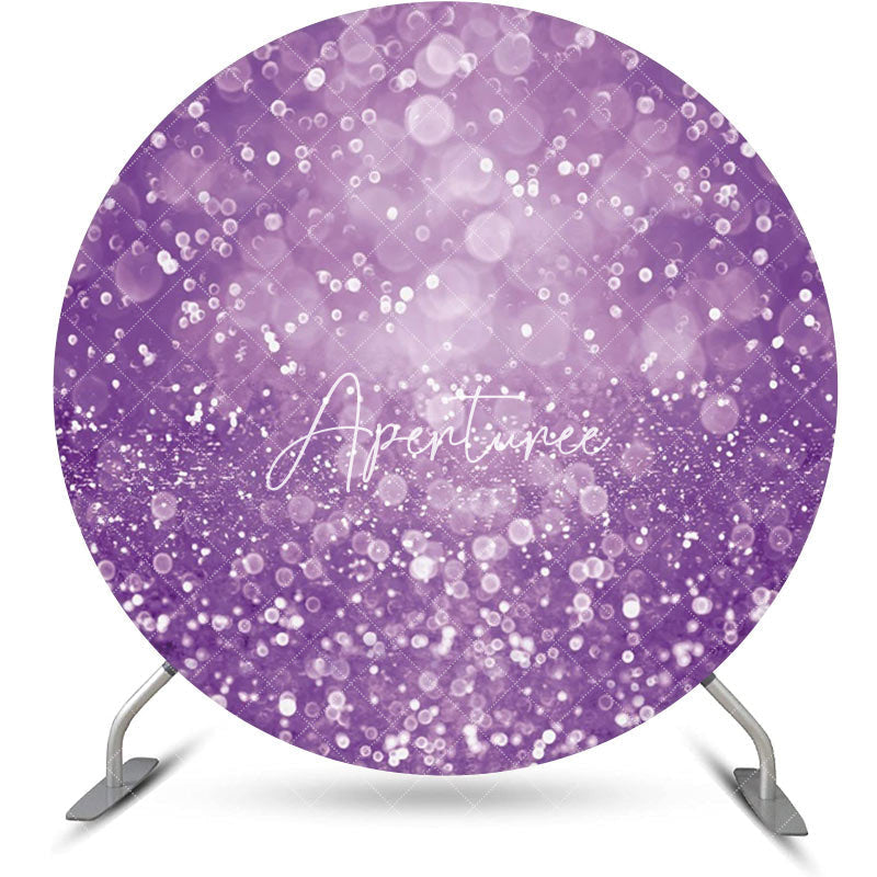 Aperturee - Round Dreamlike Purple Glitter Bokeh Birthday Backdrop