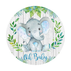 Aperturee - Round Elephant And Wooden Baby Shower Backdrop