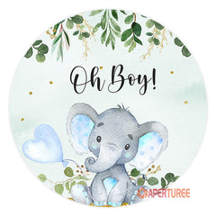 Aperturee - Round Elephant With Balloon Baby Shower Backdrop