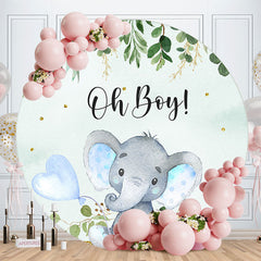 Aperturee - Round Elephant With Balloon Baby Shower Backdrop