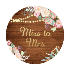 Aperturee - Round Floral Wooden Miss To Mrs Wedding Backdrop
