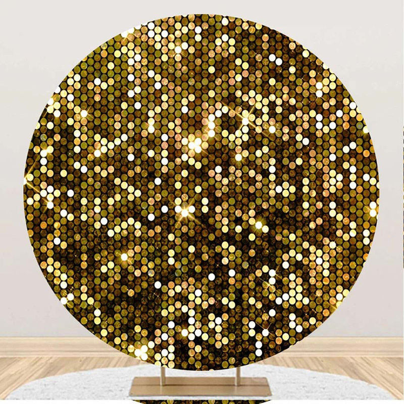 Aperturee - Round Gold Glitter Texture Bokeh Birthday Backdrop
