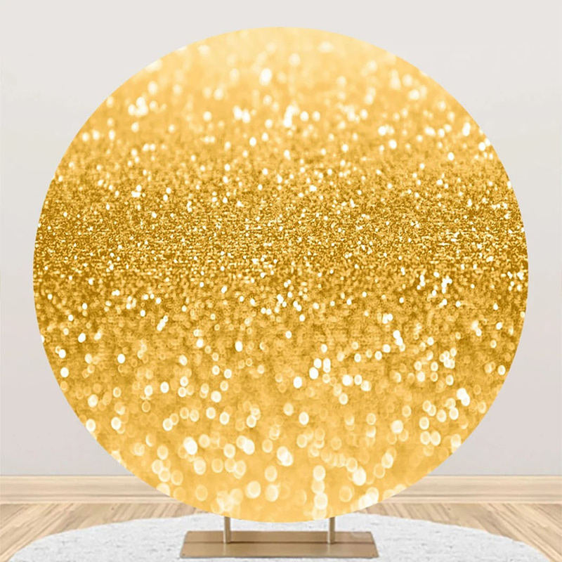 Aperturee - Round Gold Sparkling Texture Bokeh Birthday Backdrop